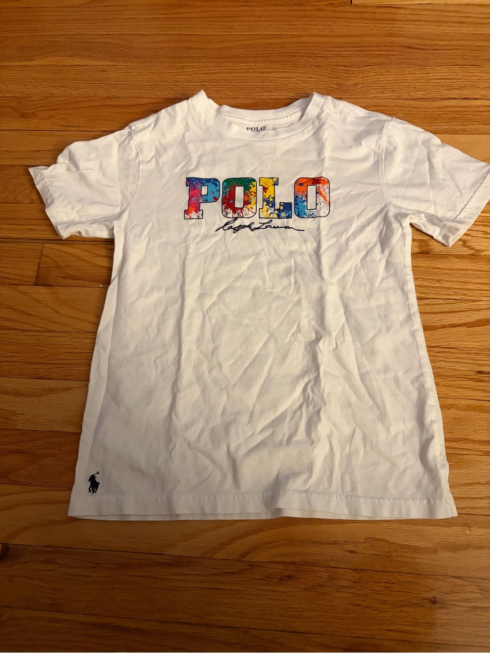 Polo by Ralph Lauren White Kids Tee with Multicolor POLO Graphic